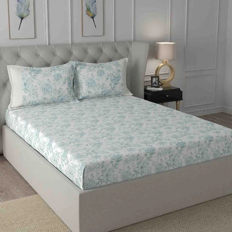 Flat Sheets with a High - Quality Finish for a Luxurious LookRegency Alicia Printed 210TC 100 %Cotton Blue Bed Sheet