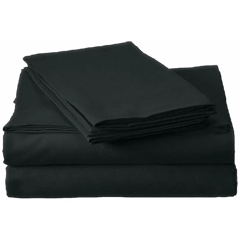 Sheet Sets with Multiple Pillowcase Options400 Thread Count Linens 4-Piece Set 100% Cotton Twin Bed Sheet Black