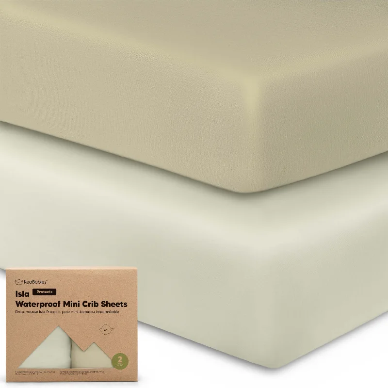 Thermal - Regulating Bamboo Sheets for All - Season Comfort2-Pack Isla [Protect+] Waterproof Mini Crib Sheets (Lichen)