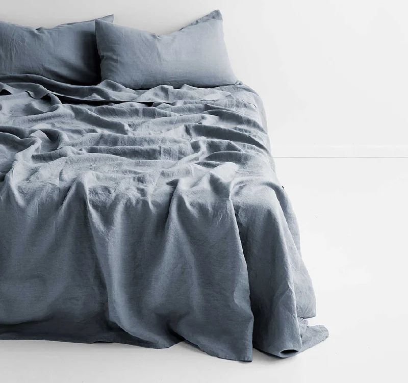 King - Size Sheet Sets with a Decorative Pillow SetEvie Organic Cotton Sheet Set Range Denim