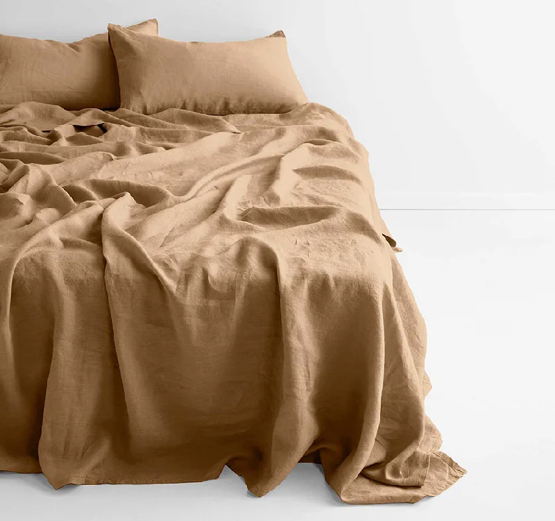 Twin - Size Sheet Sets with a Pillow ProtectorEvie Organic Cotton Sheet Set Range Toasted Pecan