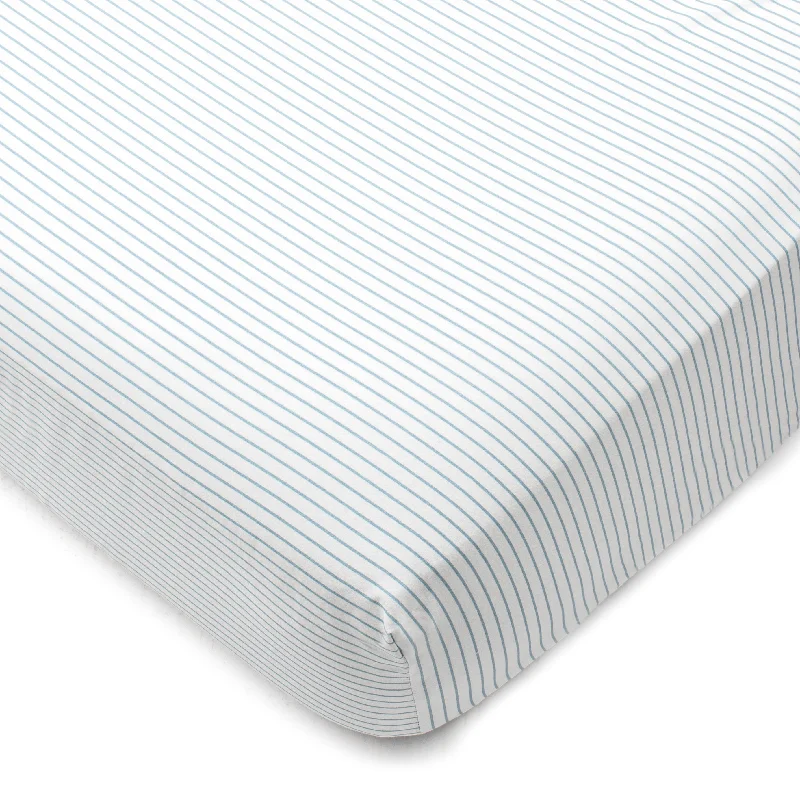 Fitted Sheets with Reinforced Corners for Long - Lasting UseDH Adelina Blue Stripe Fitted Sheet