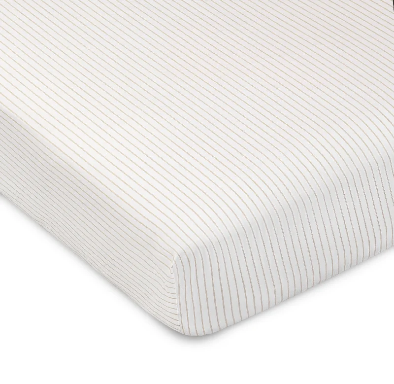 Wrinkle - Free Polyester Sheets for a Low - Maintenance BedDH Adelina Beige Stripe Fitted Sheet