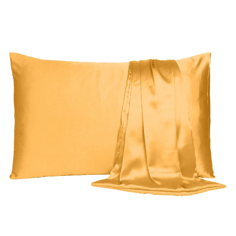 Polyester - Cotton Blend Sheets for Durability and ComfortHomeRoots Set of Two Apricot Silk Satin