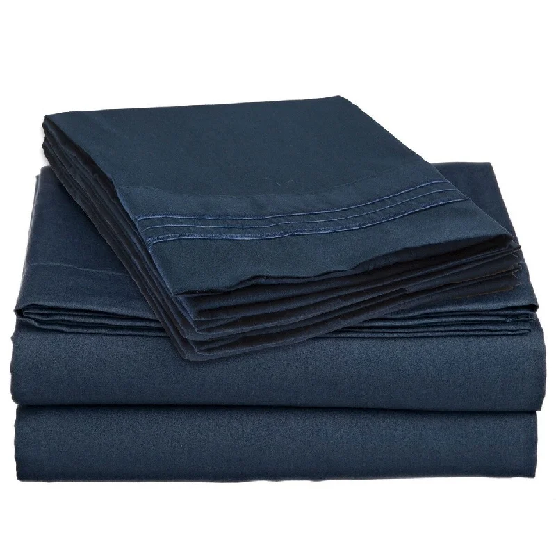 Polyester - Cotton Blend Sheets for Durability and Comfort4 Piece 1600 Count Super Soft Sheet Set Full Blue