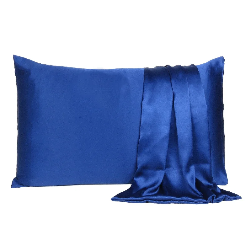 Hypoallergenic Silk Sheets for Sensitive SleepersHomeRoots Navy Blue Dreamy Set Of 2 Silky Satin King Pillowcases