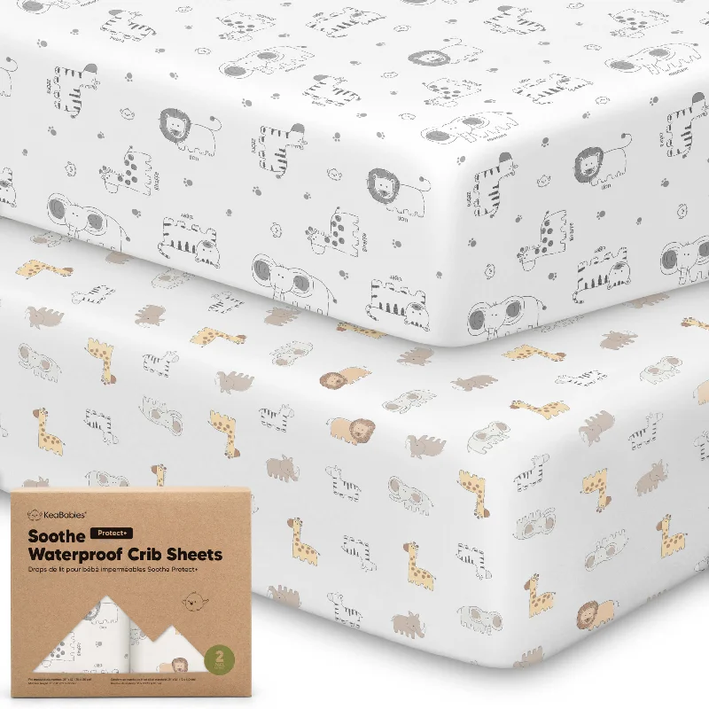 Linen - Cotton Blend Sheets for a Natural and Versatile Option2-Pack Soothe [Protect+] Waterproof Crib Sheets (KeaSafari)