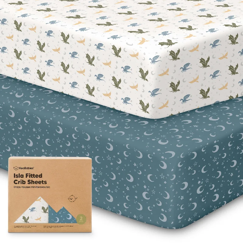 Wrinkle - Free Polyester Sheets for a Low - Maintenance BedIsla Fitted Crib Sheets (Dragon Tale)