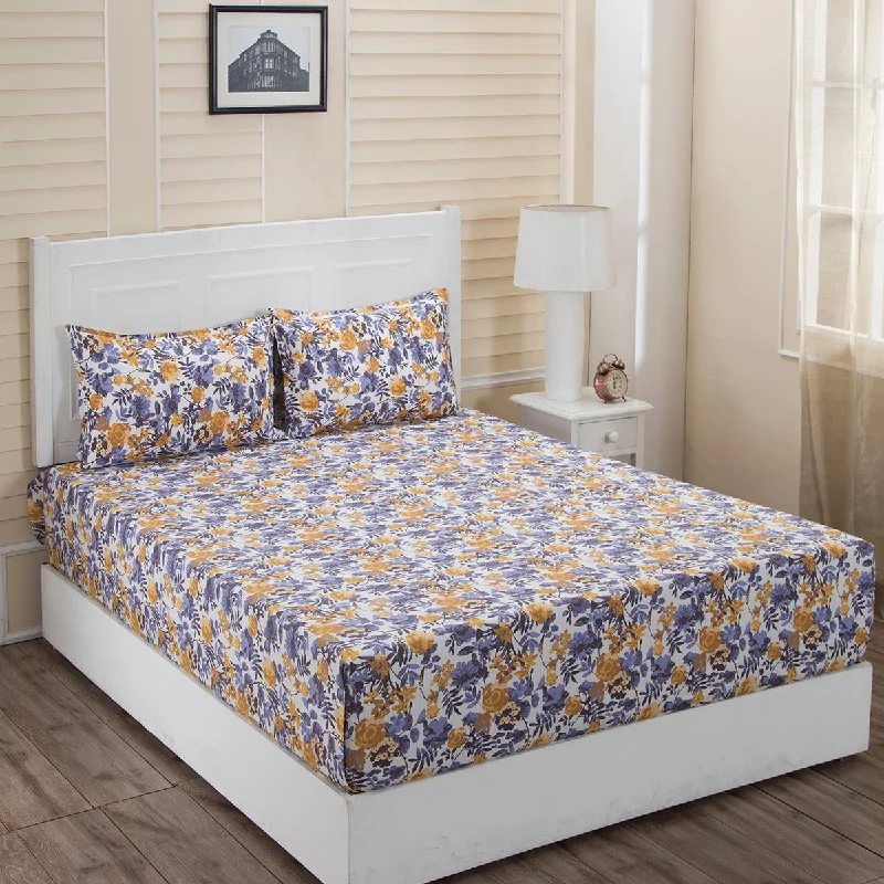 Quilted Cotton Sheets for a Warm and Inviting BedDonatella Alyssa Printed 144 TC 100% Cotton Yellow Bed Sheet