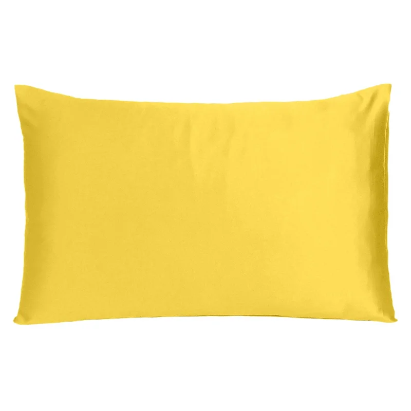 Polyester - Cotton Blend Sheets for Durability and ComfortHomeRoots Lemon Dreamy Set Of 2 Silky Satin Standard Pillowcases