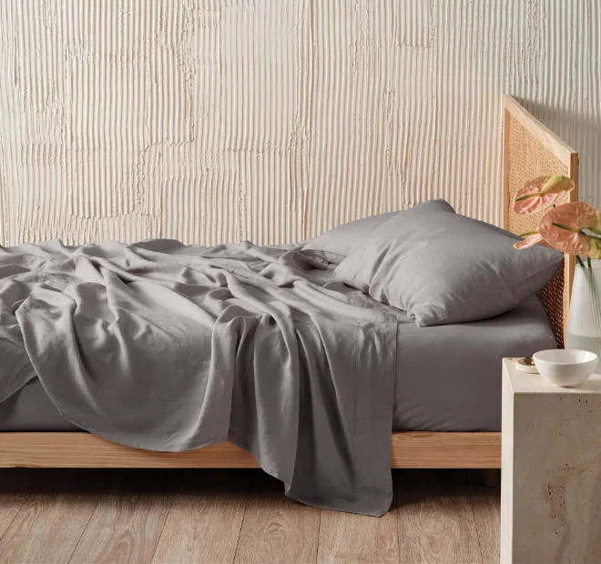 Wrinkle - Free Polyester Sheets for a Low - Maintenance BedNimes Linen Mega Sheet Set Range Ash