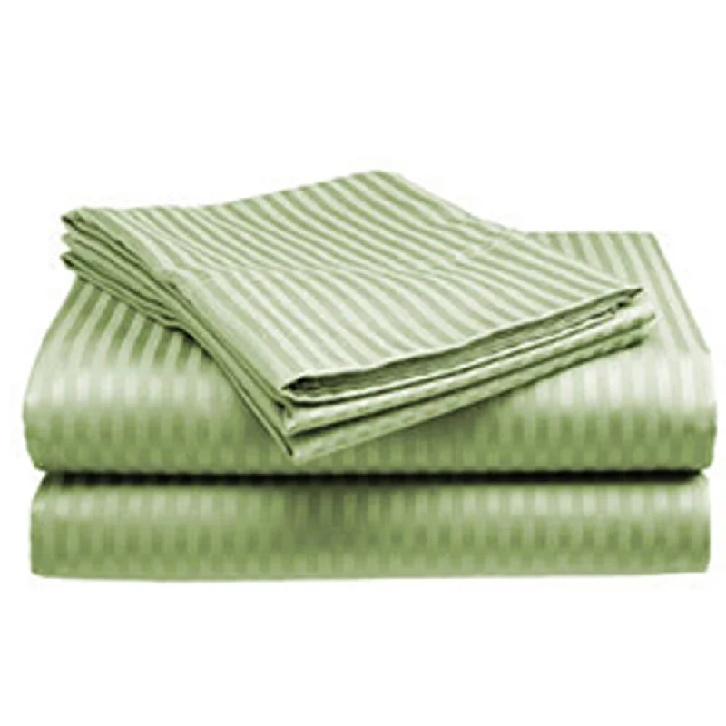 Organic Flannel Sheets for a Natural and Warm Sleep400 Thread Count Deluxe Cotton Dobby Stripe Full Bed Sheet Sage