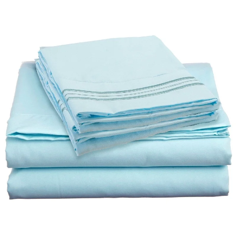 Wrinkle - Free Polyester Sheets for a Low - Maintenance Bed4 Piece 1600 Count Super Soft Sheet Set King Tiffany Blue