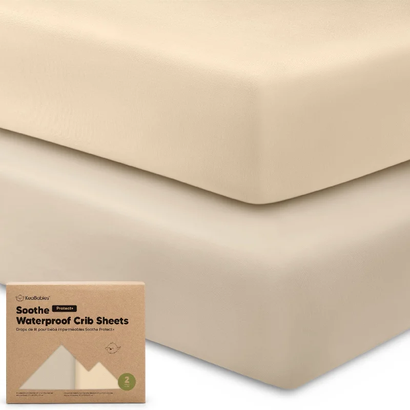 Moisture - Wicking Cotton Sheets for a Dry and Comfortable Sleep2-Pack Soothe [Protect+] Waterproof Crib Sheets (Macadamia)