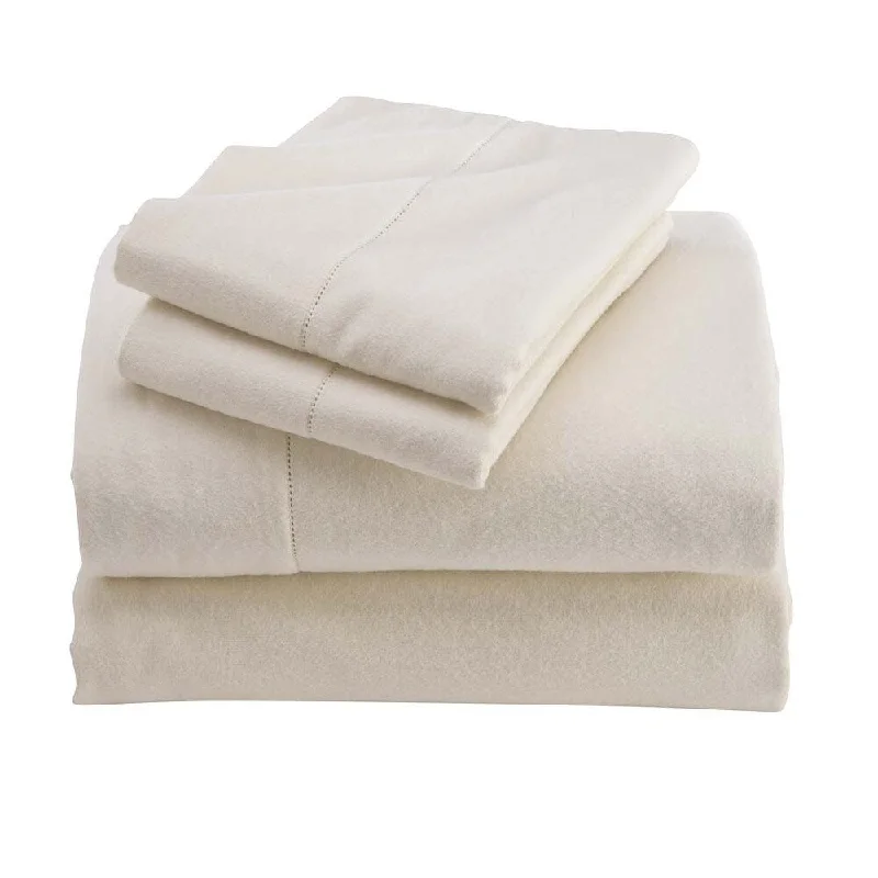 Polyester - Cotton Blend Sheets for Durability and ComfortTwin Signature Flannel Hemstitch Sheet Set - Natural