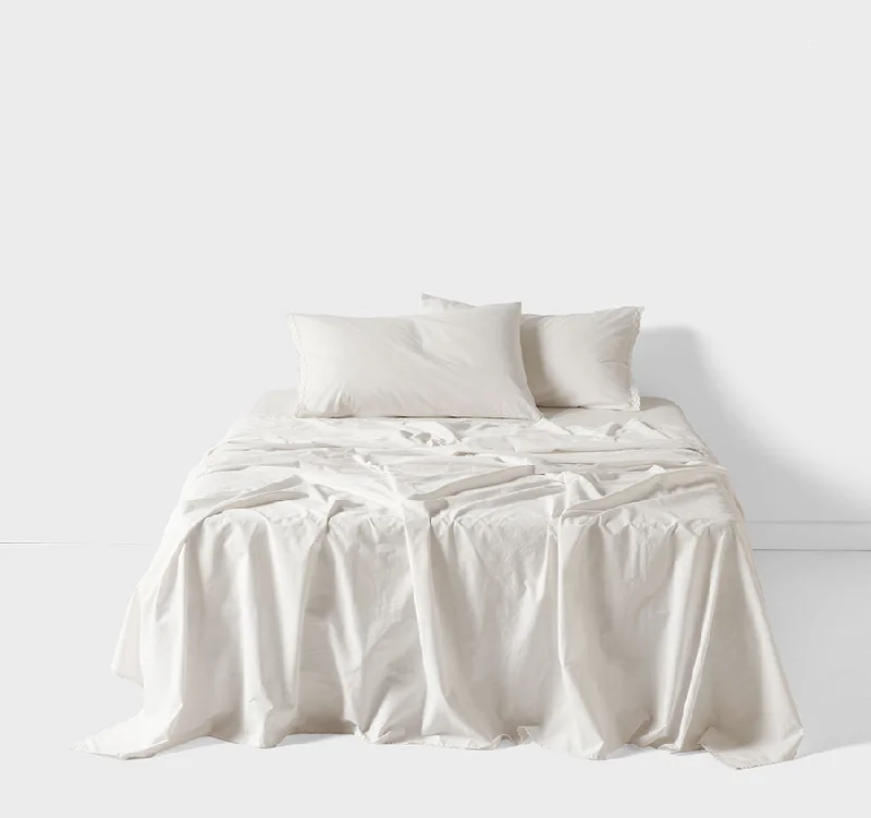 Fitted Sheets with Reinforced Corners for Long - Lasting UseMarion 250TC Organic Cotton Mega Sheet Set Range Off White