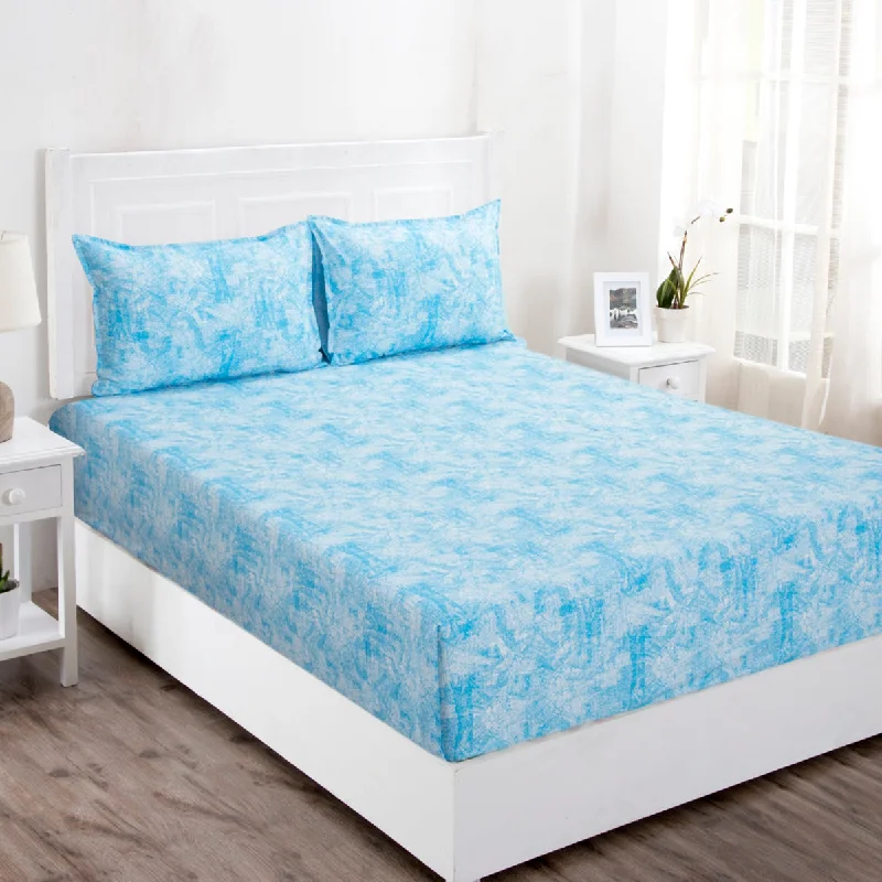 Moisture - Wicking Cotton Sheets for a Dry and Comfortable SleepZephyr Circumvent Printed 144 TC 100% Cotton Blue Bed Sheet