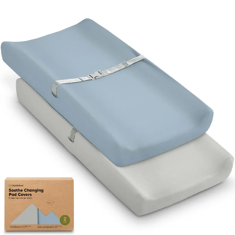 Thermal - Regulating Bamboo Sheets for All - Season Comfort2-Pack Soothe Changing Pad Covers (Steel)