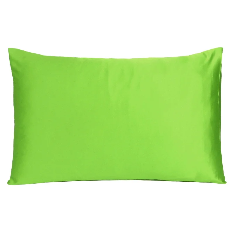 Moisture - Wicking Cotton Sheets for a Dry and Comfortable SleepHomeRoots Bright Green Dreamy Set Of 2 Silky Satin Standard Pillowcases