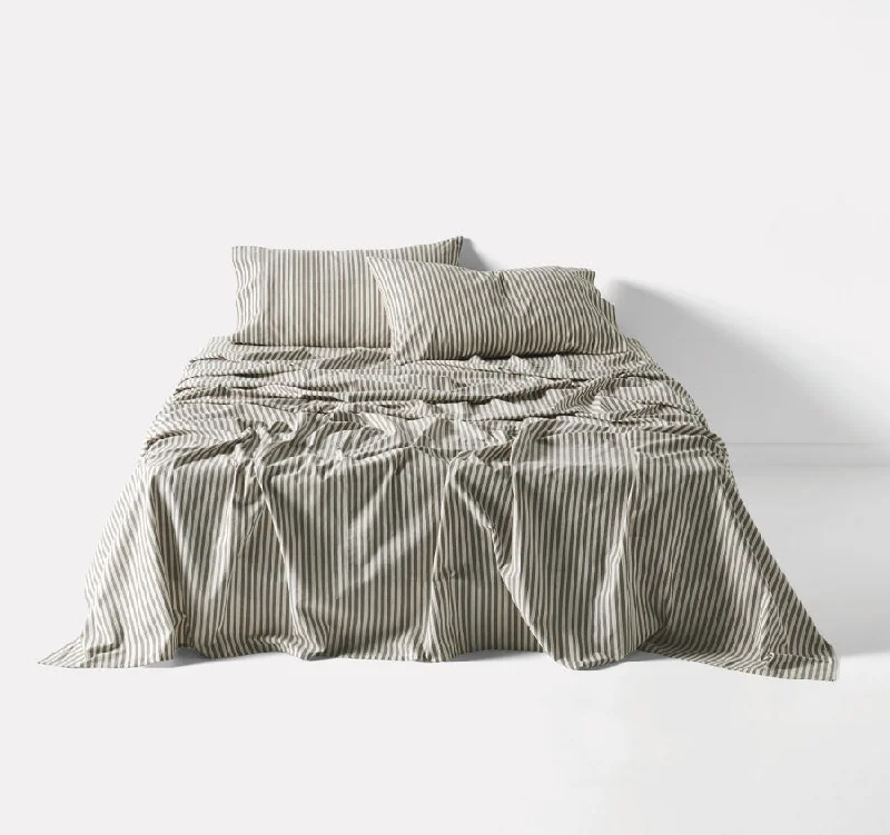 Moisture - Wicking Cotton Sheets for a Dry and Comfortable SleepClassic Stripe Sheet Set Range Charcoal