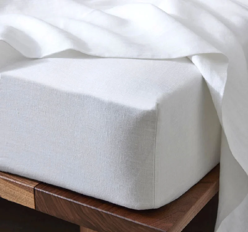 Fitted Sheets with Reinforced Corners for Long - Lasting UseRavello Linen Fitted or Flat Sheet Range White