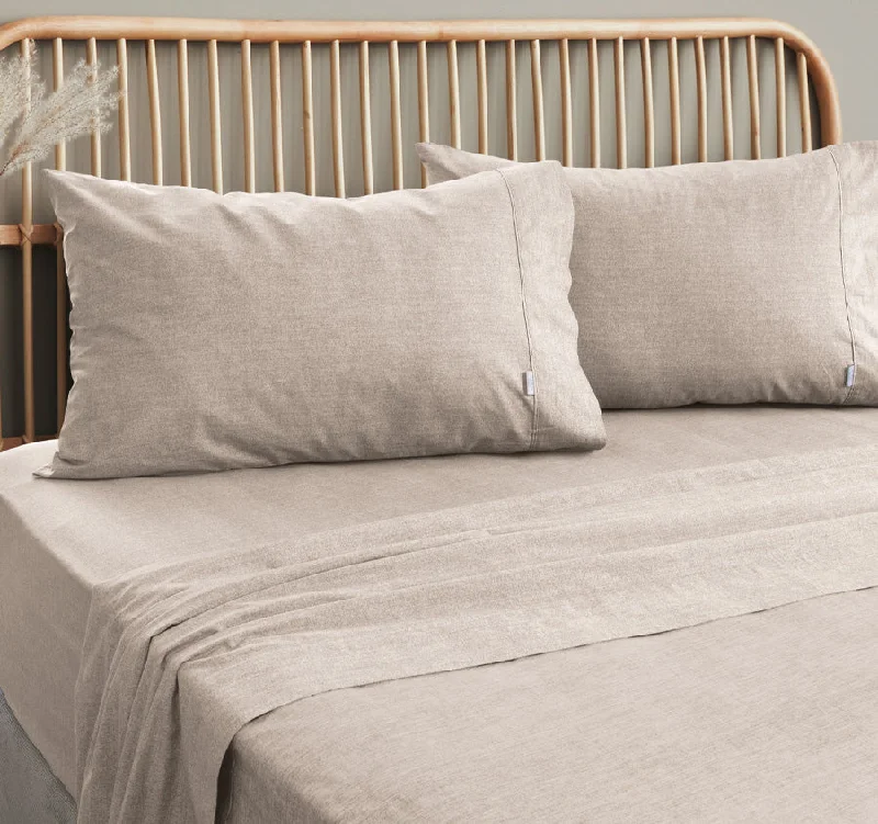 Flat Sheets with a High - Quality Finish for a Luxurious LookEmbre Washed Cotton Sheet Set Range Warm Grey