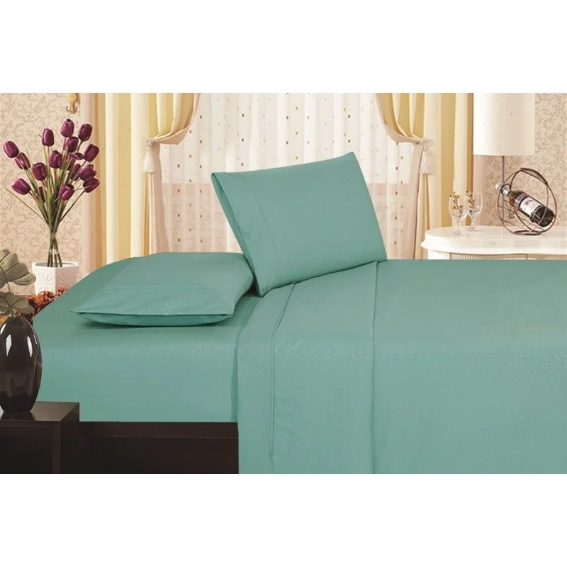 Polyester - Cotton Blend Sheets for Durability and ComfortEmbossed Vine Sheet Set Twin Sheet Set Turquoise