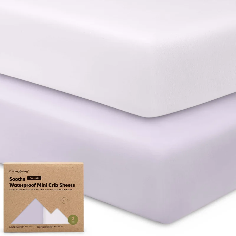 Anti - Pill Microfiber Sheets for a Smooth Appearance2-Pack Soothe [Protect+] Waterproof Mini Crib Sheets (Lilac)