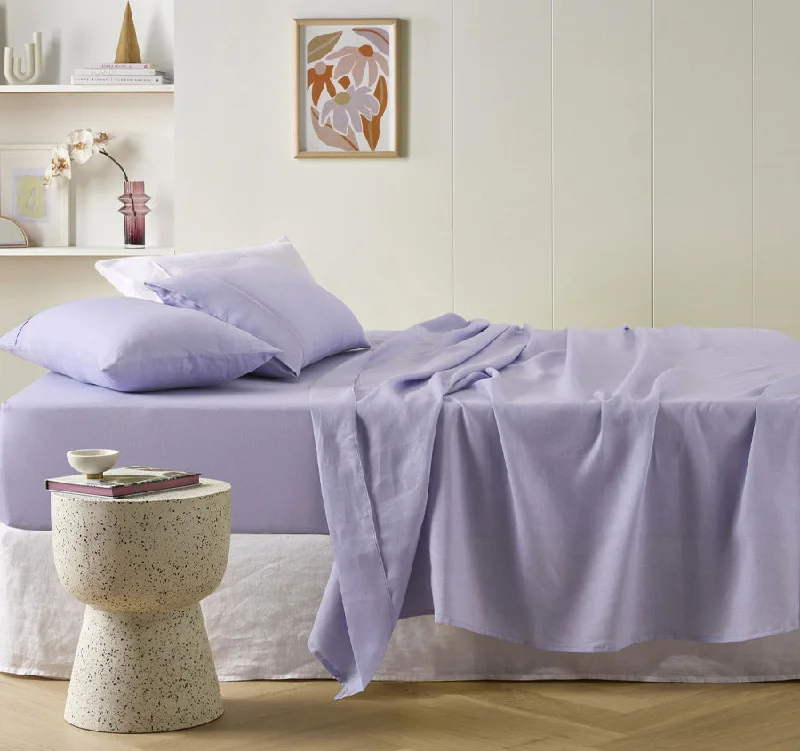 Organic Flannel Sheets for a Natural and Warm SleepStonewashed French Linen Mega Sheet Set Range Lilac