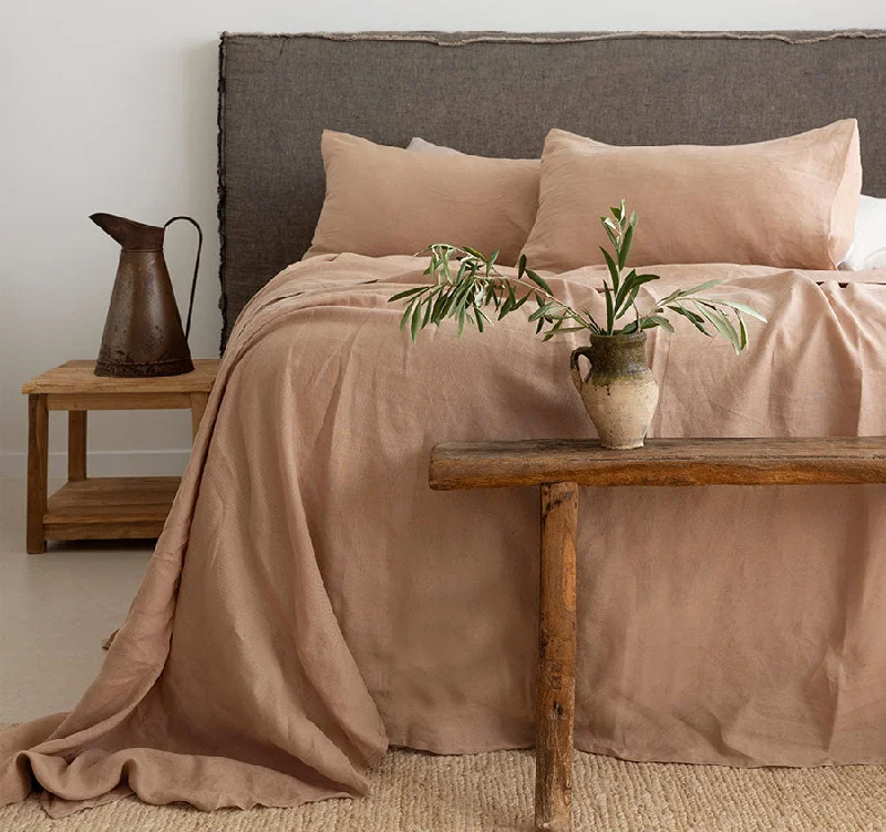 Jersey - Knit Sheets for a Comfortable and Casual BedFrench Linen Mega Sheet Set Range Tea Rose