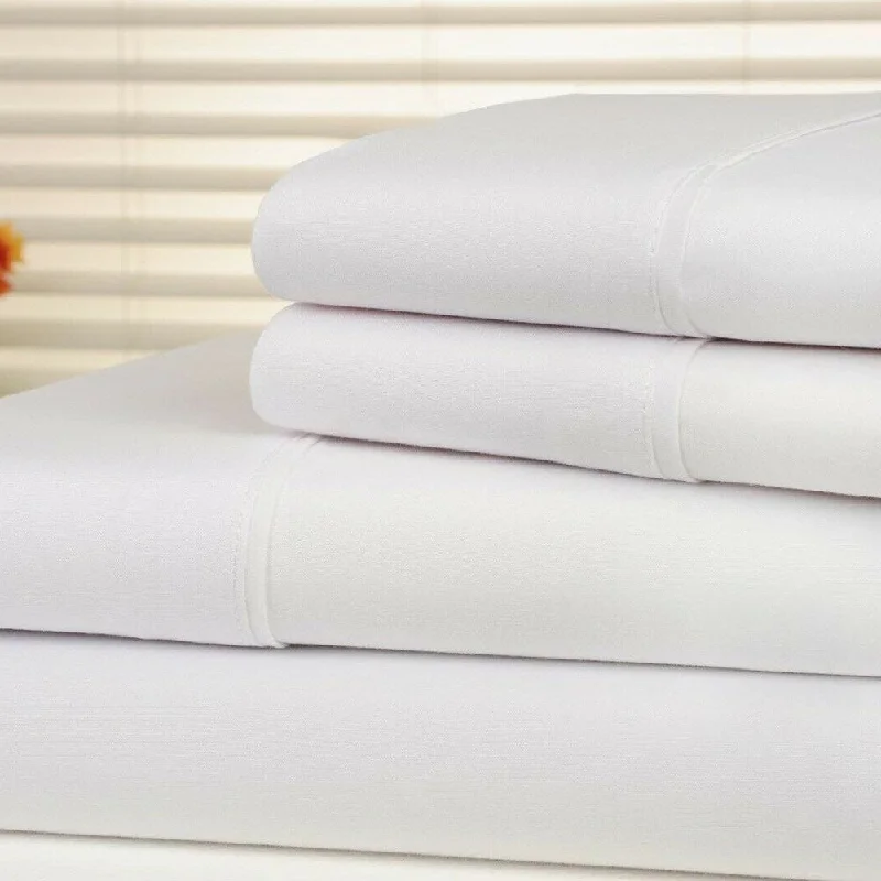 Fitted Sheets with Reinforced Corners for Long - Lasting UseAnti-Microbial 4-Piece Sheet Set Queen White