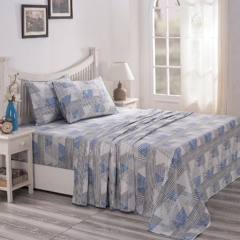 Flat Sheets with a High - Quality Finish for a Luxurious LookPBS Nomad Scuplt Maximus Printed 100% Cotton Blue Soft Bed Sheet