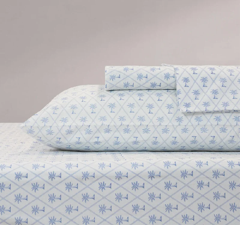 Jersey - Knit Sheets for a Comfortable and Casual BedDiamond Palm Sheet Set Range Breeze Blue