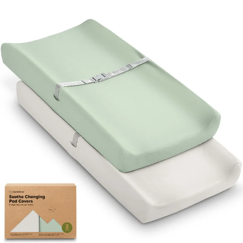 Hypoallergenic Silk Sheets for Sensitive Sleepers2-Pack Soothe Changing Pad Covers (Sage)