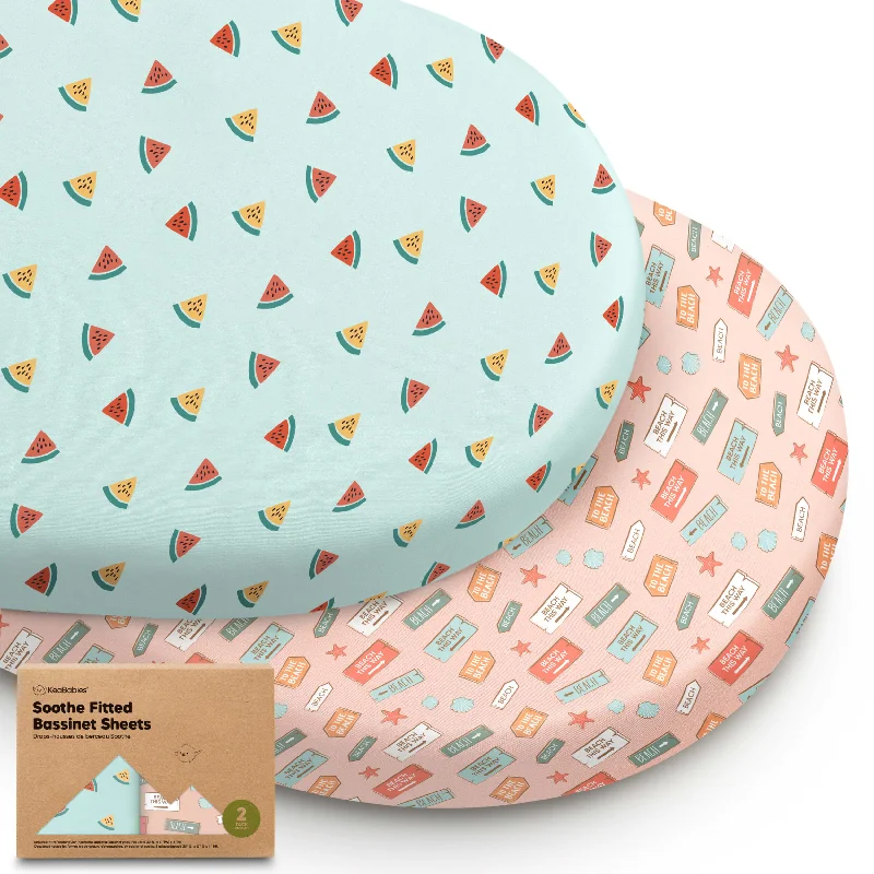 Quilted Cotton Sheets for a Warm and Inviting Bed2-Pack Soothe Fitted Bassinet Sheets (Beach Day)