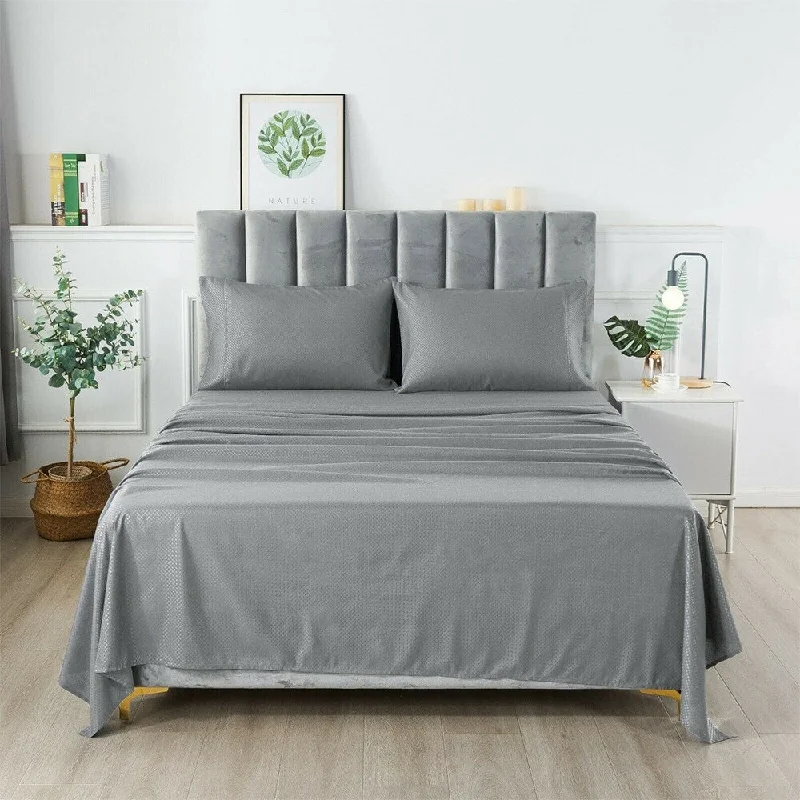 Flat Sheets with a High - Quality Finish for a Luxurious Look4 Piece Extra Deep Bedsheets Microfiber Hotel Quality Full Grey