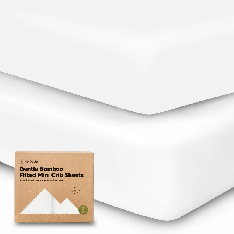 Thermal - Regulating Bamboo Sheets for All - Season ComfortIsla Fitted Mini Crib Sheets (Soft White)