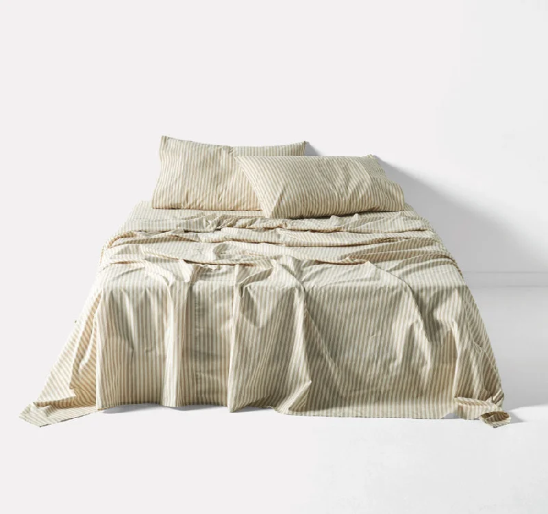 Queen - Size Sheet Sets with a European Pillowcase SetClassic Stripe Sheet Set Range Pebble