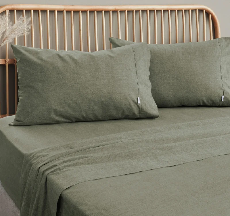 Wrinkle - Free Polyester Sheets for a Low - Maintenance BedEmbre Washed Cotton Sheet Set Range Khaki