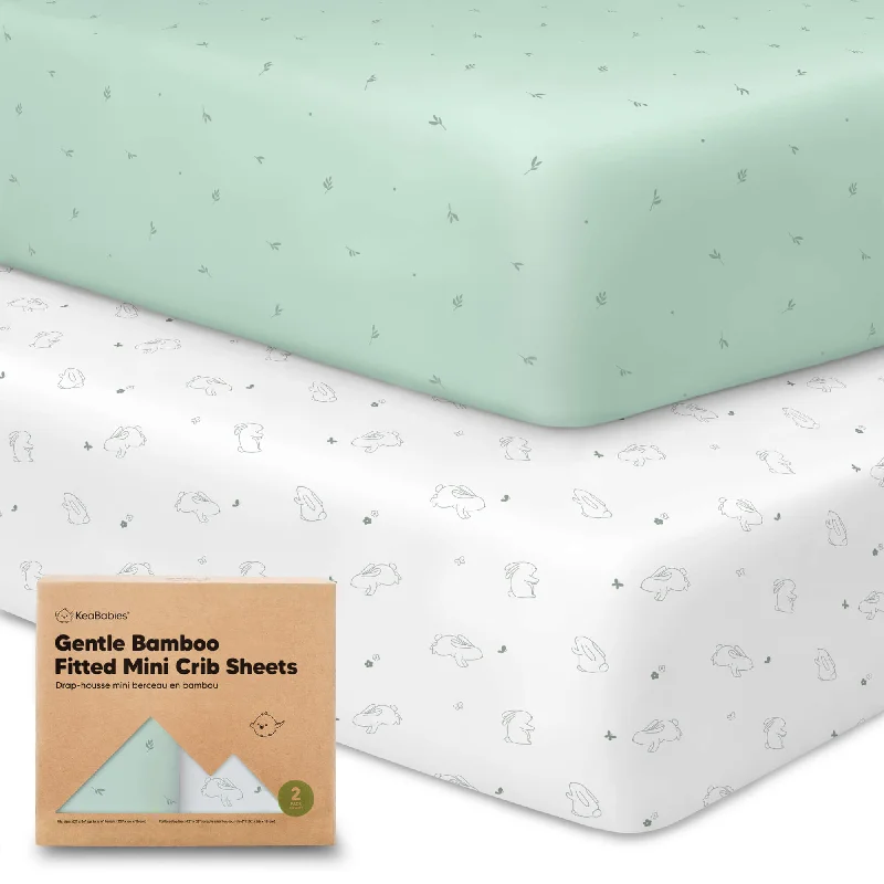 Thermal - Regulating Bamboo Sheets for All - Season ComfortIsla Fitted Mini Crib Sheets (Bunnies)