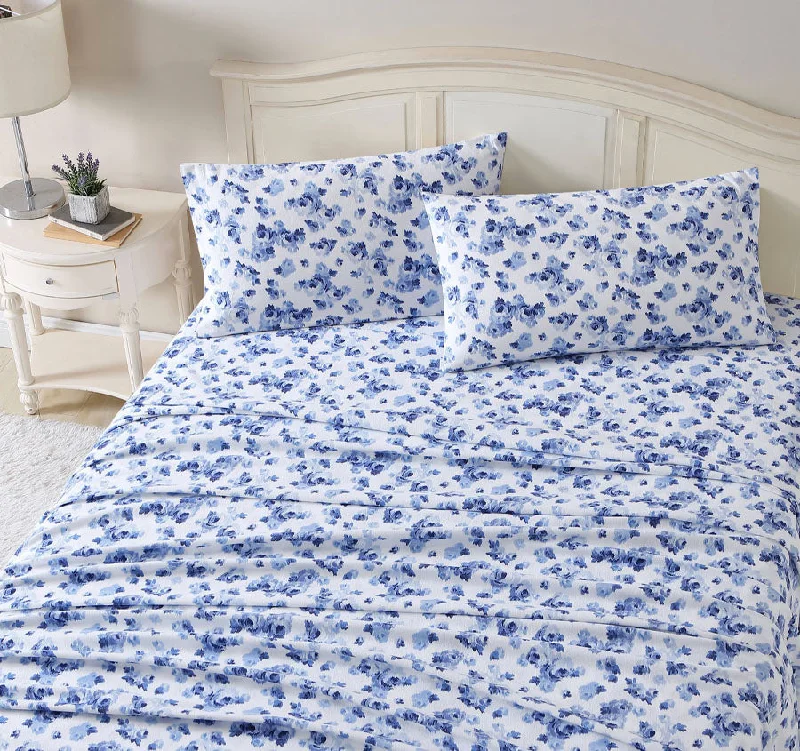 Moisture - Wicking Cotton Sheets for a Dry and Comfortable SleepEmelisa Printed Flannelette Cotton Sheet Set Range Porcelain