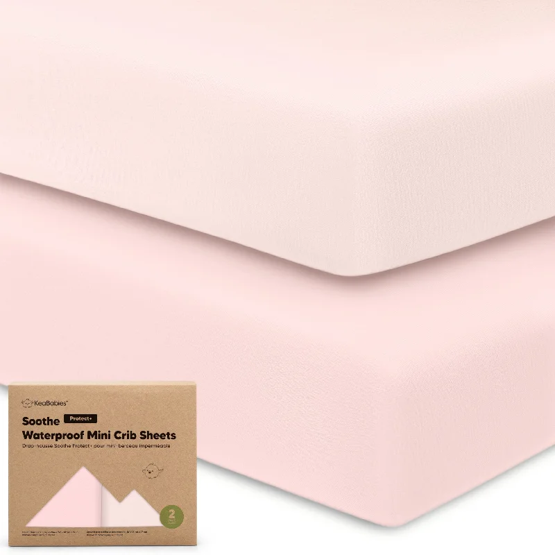 Moisture - Wicking Cotton Sheets for a Dry and Comfortable Sleep2-Pack Soothe [Protect+] Waterproof Mini Crib Sheets (Mist Rose)