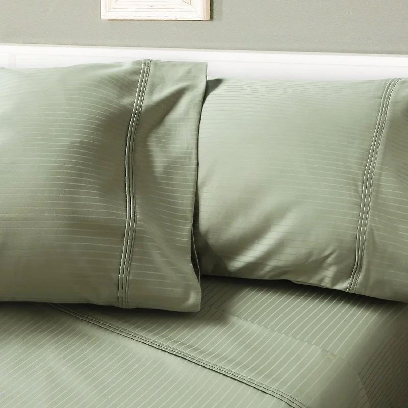 Fitted Sheets with Reinforced Corners for Long - Lasting UseMarcello Cotton Blend Stripe Luxury Sheet Set