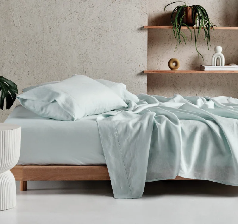 Thermal - Regulating Bamboo Sheets for All - Season ComfortNimes Linen Mega Sheet Set Range Sky