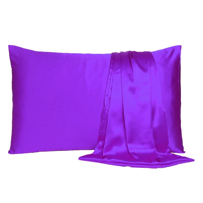 Wrinkle - Free Polyester Sheets for a Low - Maintenance BedHomeRoots Bright Purple Dreamy Set Of 2 Silky Satin King Pillowcases