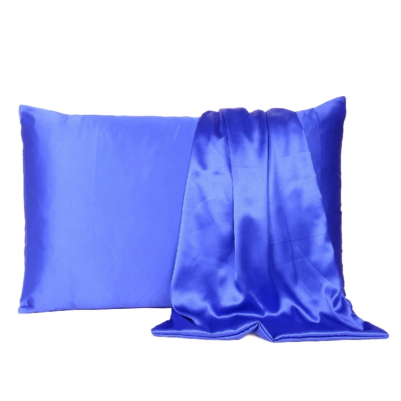 Linen - Cotton Blend Sheets for a Natural and Versatile OptionHomeRoots Royal Blue Dreamy Set Of 2 Silky Satin Standard Pillowcases