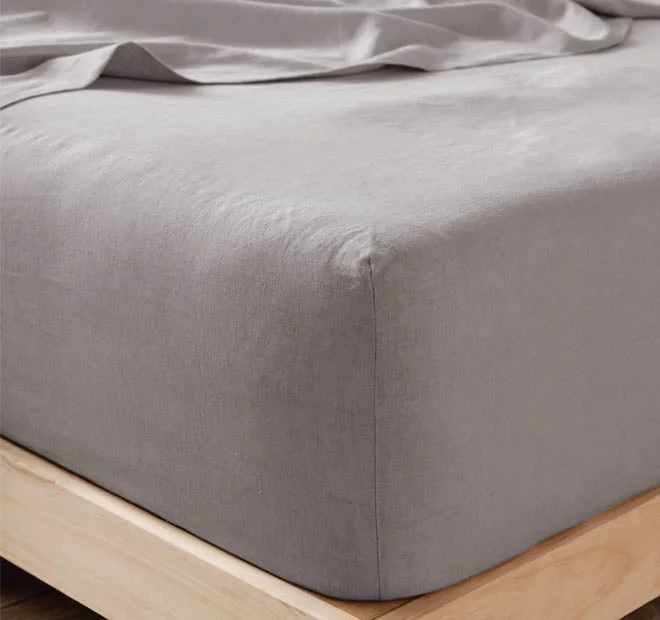 Moisture - Wicking Cotton Sheets for a Dry and Comfortable SleepNimes Linen Mega Fitted Sheet Range Ash