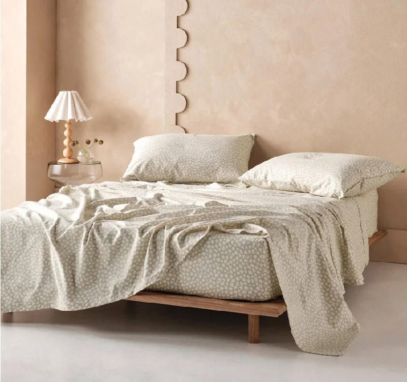 Linen - Cotton Blend Sheets for a Natural and Versatile OptionAbbi Printed Flannelette Cotton Mega Sheet Set Range Oatmeal