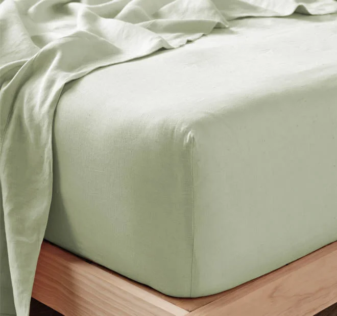 Rayon - Cotton Sheets for a Breathable and Soft BlendNimes Linen Mega Fitted Sheet Range Wasabi