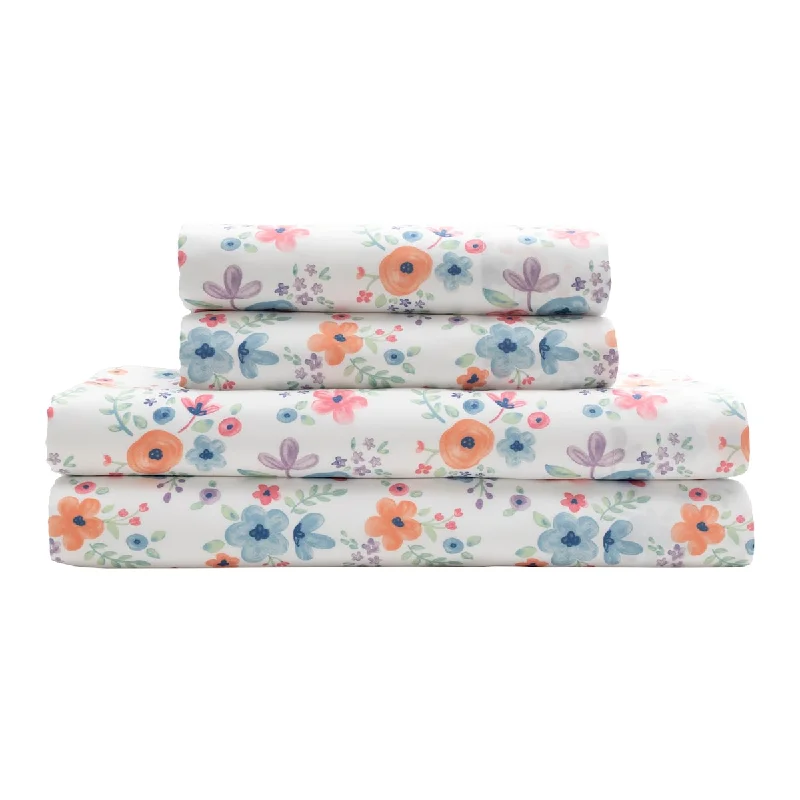 Wrinkle - Free Polyester Sheets for a Low - Maintenance BedWatercolor Floral Print Sheet Set